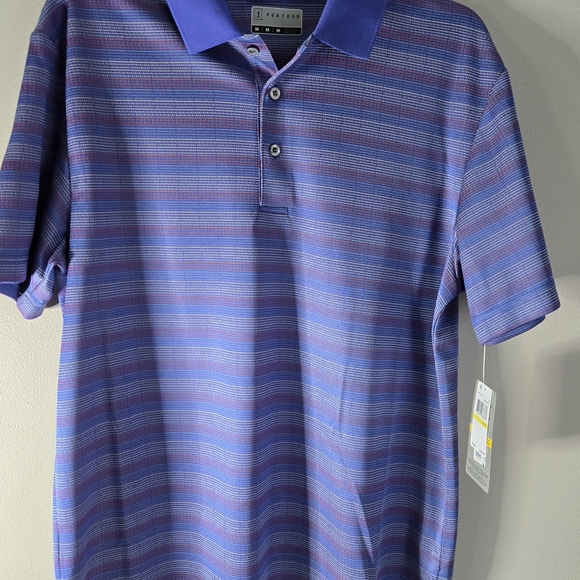 PGA Tour Other - PGA Tour ProSeries Golf Polo‎ Shirt Men Medium Blue Stripe Performance NWT
